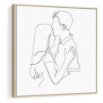 Obraz w ramie 80x80 - Bezgraniczne Przenikanie - para zakochanych, kobieta i mężczyzna - rama drewno