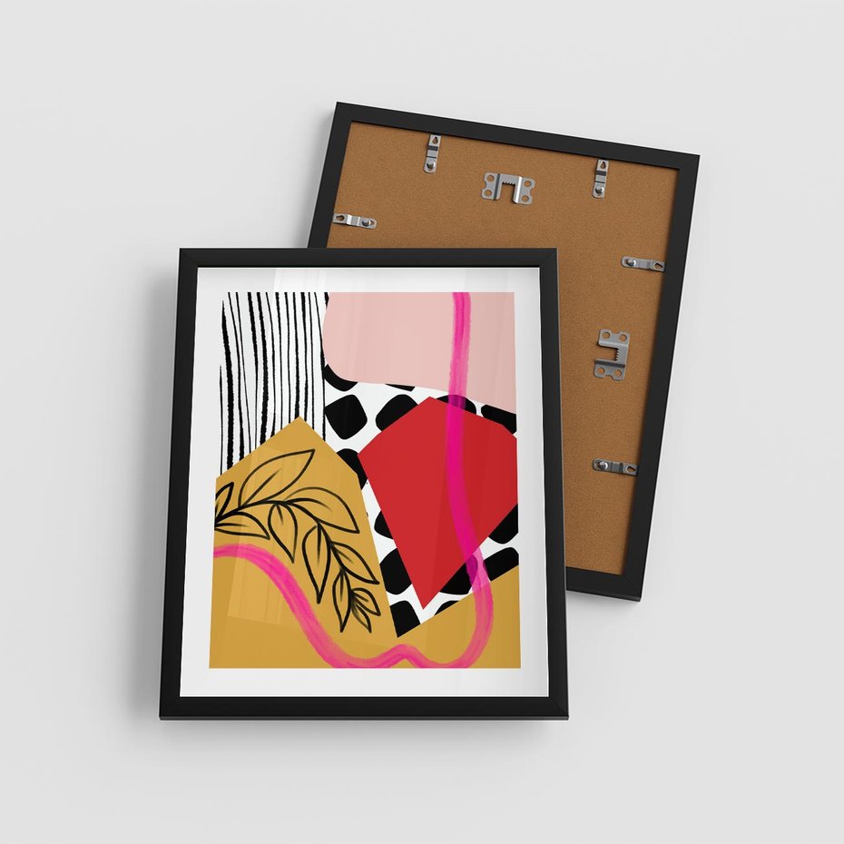 Plakat w ramie 40x50 - Wnętrza Form - abstrakcyjna kompozycja, różne tekstury - rama czarna