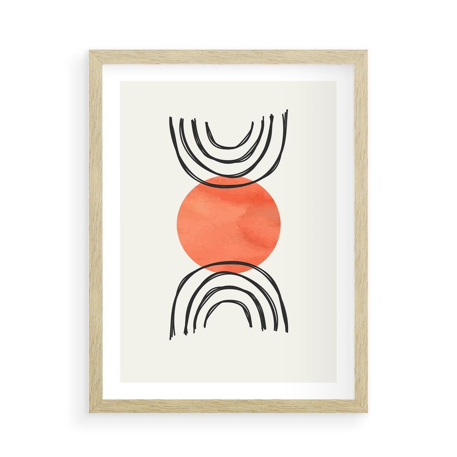 Plakat w ramie 50x70 - Lustrzane Widzenie - koło, boho styl - rama drewno