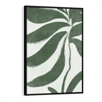 Obraz w ramie 50x70 - Zieleń Wewnętrznego Spokoju - zielony plakat, roślinne inspiracje - rama czarna