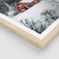 Plakat w ramie 50x70 - Domek w Górach Pokryty Śniegiem - domek w górach, śnieg - rama drewno