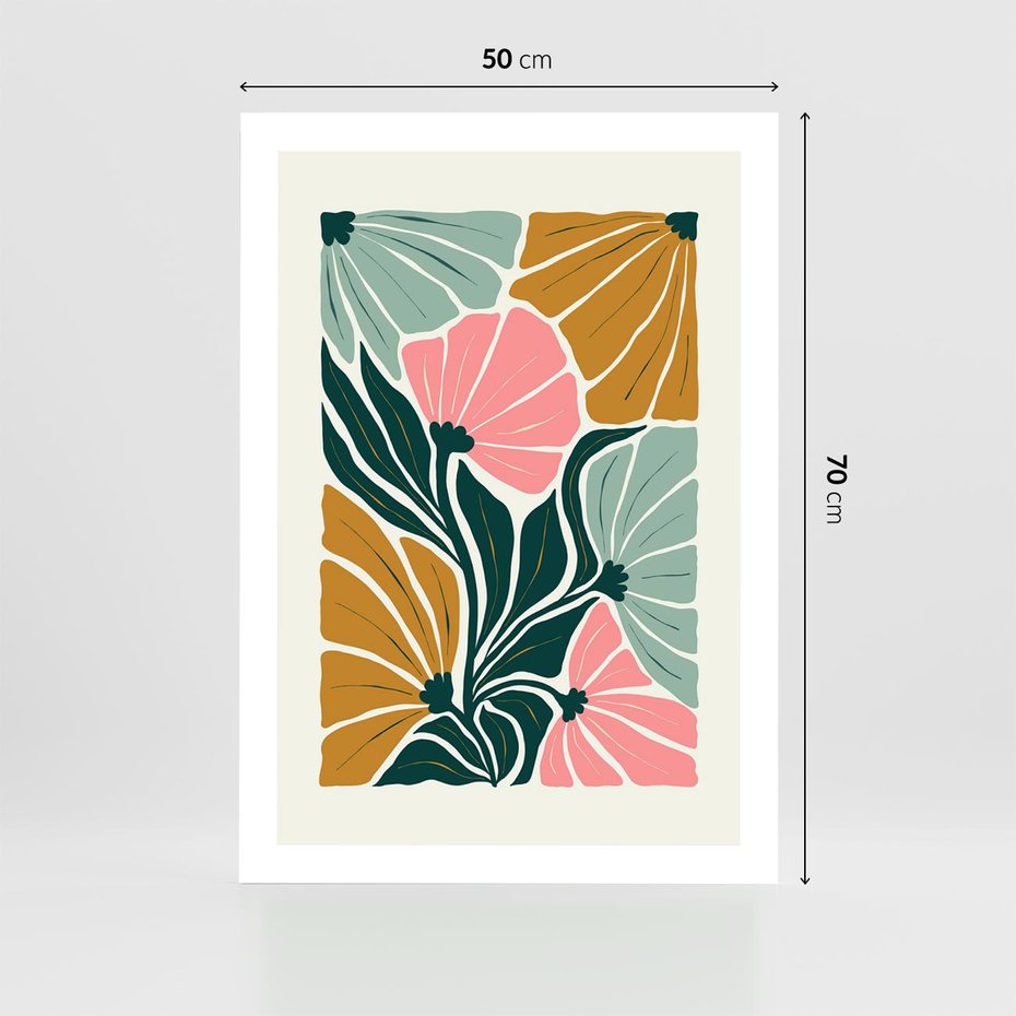 Plakat bez ramy 50x70 - Rozplątane Myśli - abstrakcyjna kompozycja, pastelowe kwiaty