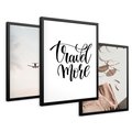 Zestaw obrazy w ramie 50x70 galeria - Wakacje, podróż, samolot, typografia - rama czarna