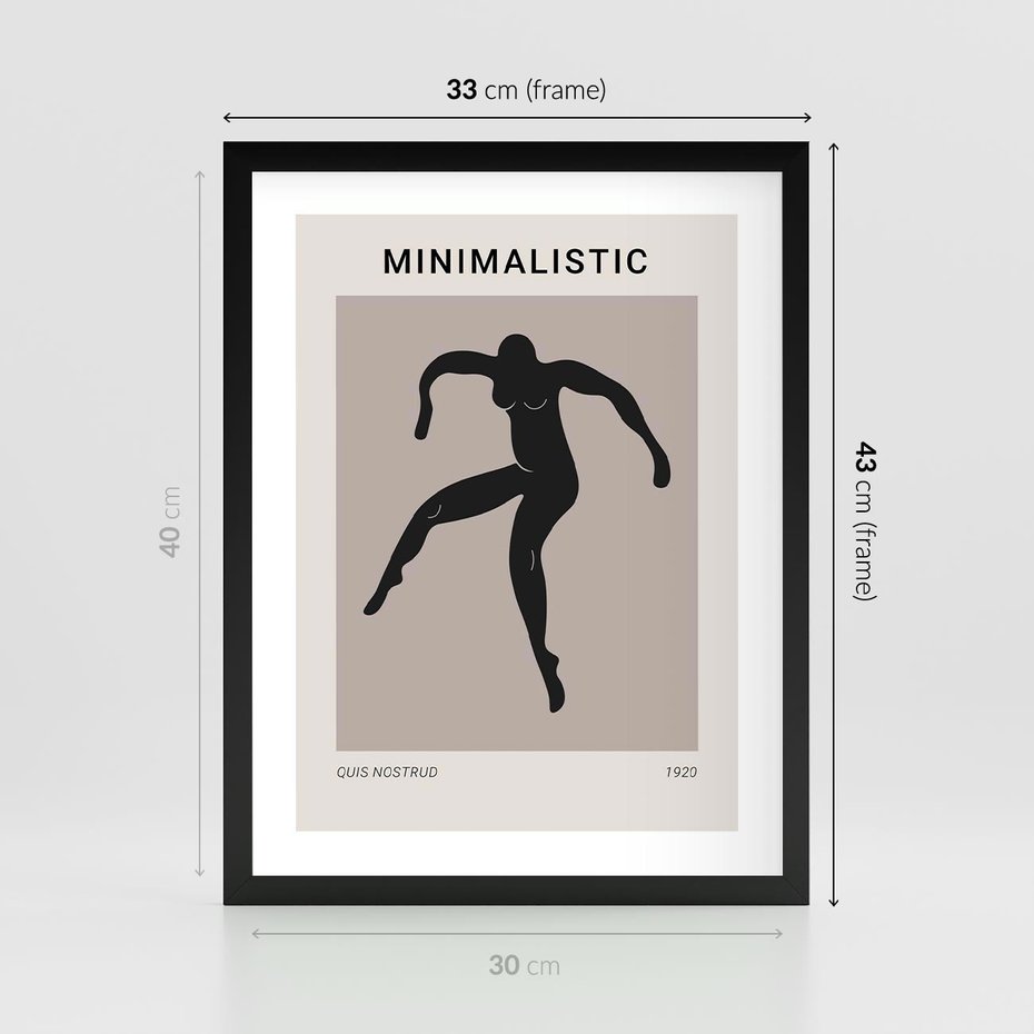 Plakat w ramie 30x40 - Sztuka Nowoczesności: Minimalistyczny Plakat - modern art, minimalistyczny plakat - rama czarna