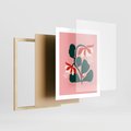 Plakat w ramie 40x50 - Migotliwa Kreatywność - abstrakcyjne kwiaty, różowe tło - rama drewno
