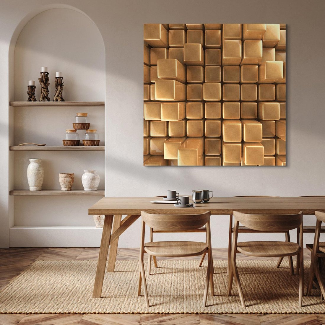 Obraz na płótnie 50x50 - Błyszcząca Elegancja - złoto, 3d