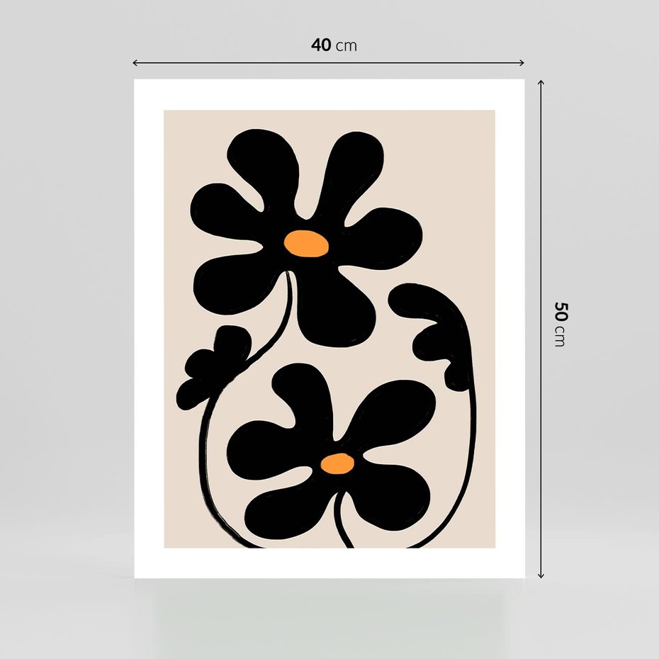 Plakat bez ramy 40x50 - Wyjątkowość Boho - minimalistyczny abstrakcyjny obraz, prymitywne kwiaty