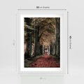 Plakat w ramie 30x40 - Spacer po Leśnej Drodze - ścieżka w lesie, jesień suche liście - rama biała