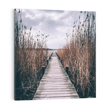 Obraz na płótnie 50x50 - Mglisty krajobraz - pomost, morze