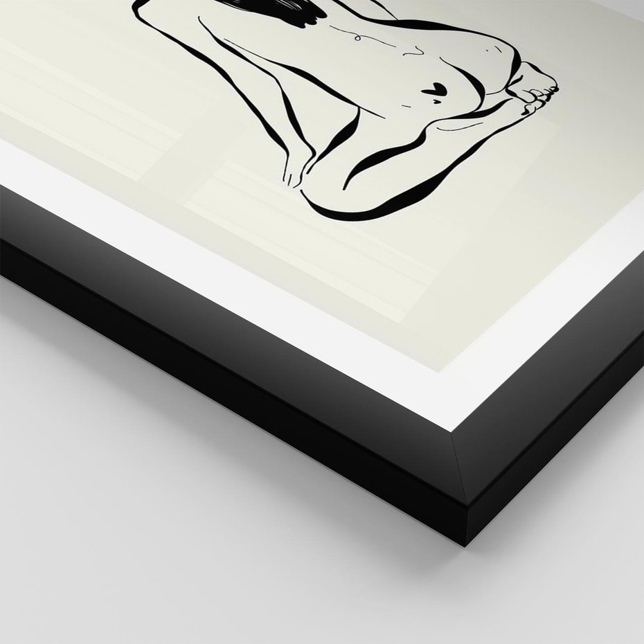 Plakat w ramie 40x50 - Minimalistyczna Piękność: Kobieta w Sztuce - grafika minimalizm, rysunek kobiety - rama czarna