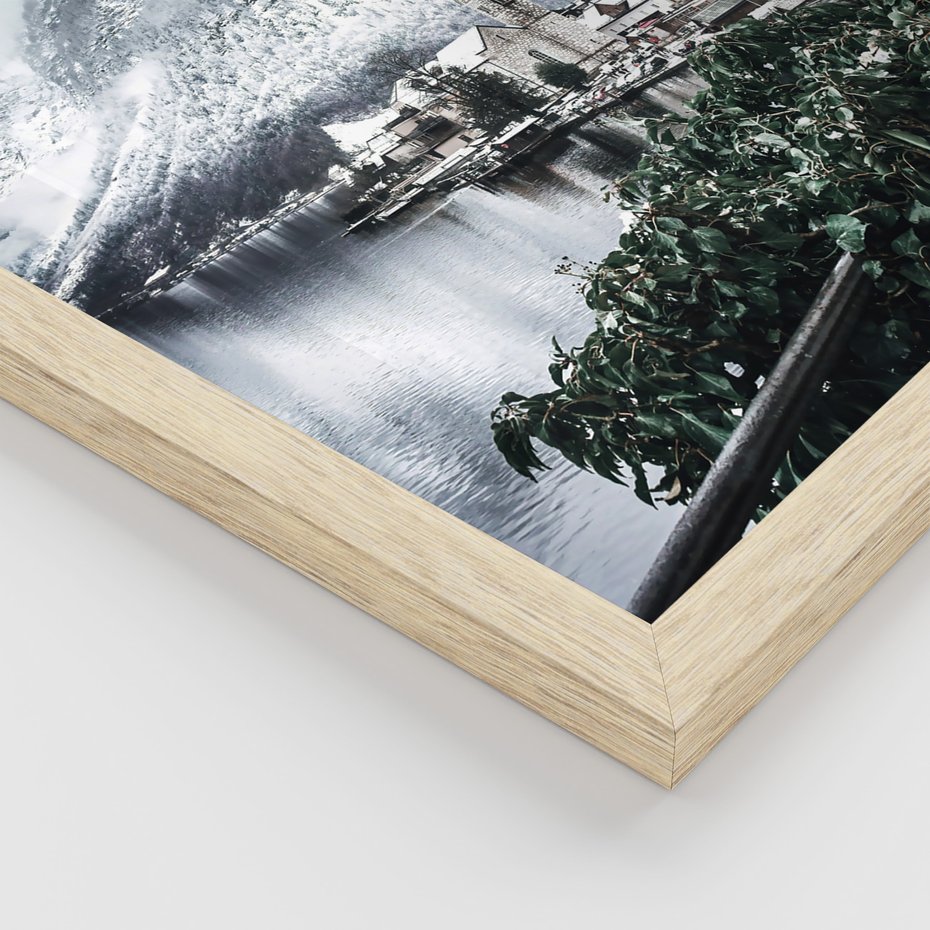 Zestaw obrazy w ramie 30x40 galeria - Domek, w, górach, zima, śnieg - rama drewno