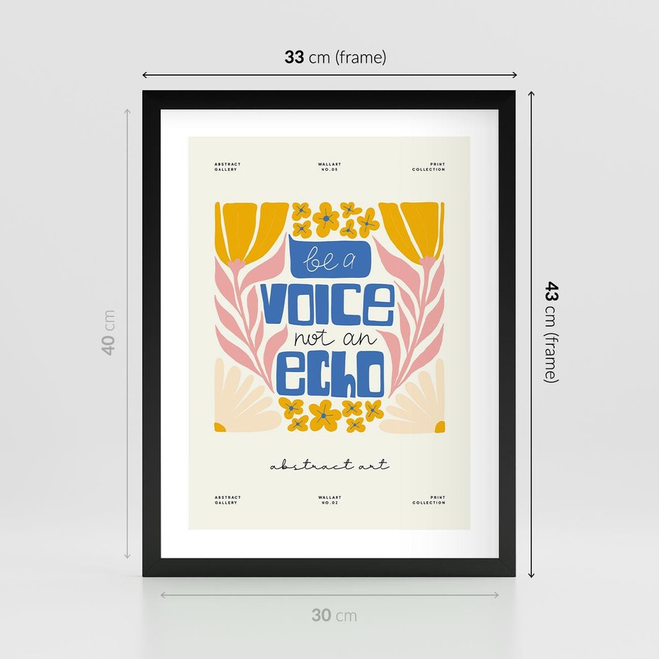 Plakat w ramie 30x40 - Złote Impulsy - typografia, kwiaty - rama czarna