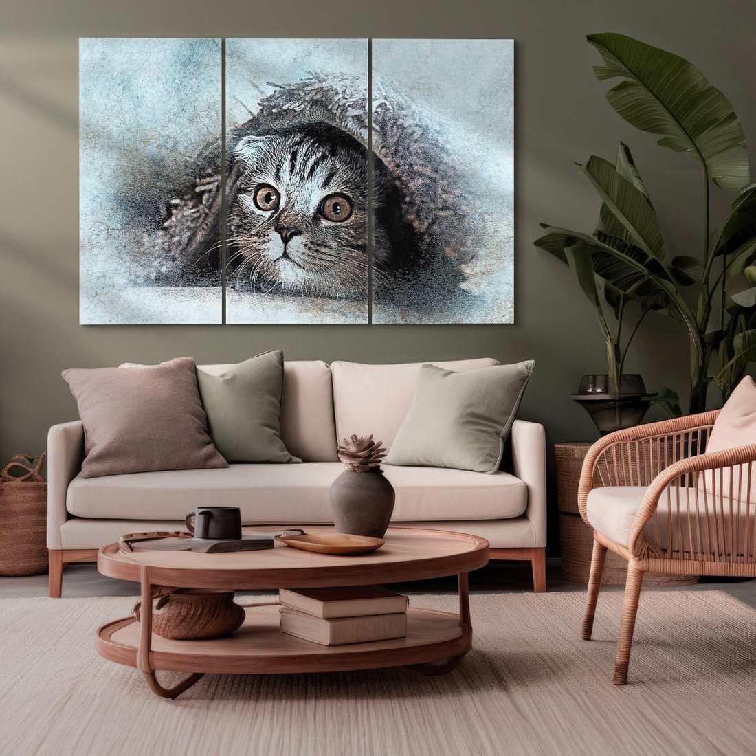 Obraz na płótnie 120x80 - Kot w abstrakcyjnym otoczeniu - kot, sztuka