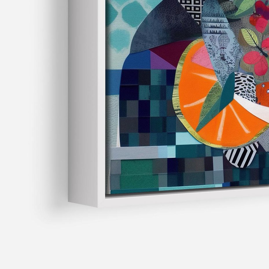 Obraz w ramie 80x80 - Migocące Widoki Harmonii - abstrakcyjny obraz, jak picasso - rama biała