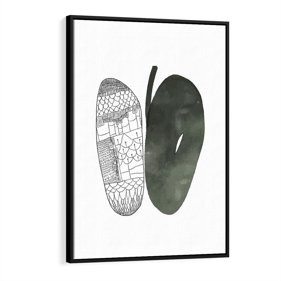 Obraz w ramie 50x70 - Przesunięte Jabłko - minimalistyczny plakat, jabłko - rama czarna
