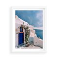 Plakat w ramie 50x70 - Urok Greckiej Wyspy - Santorini, Grecja - rama biała