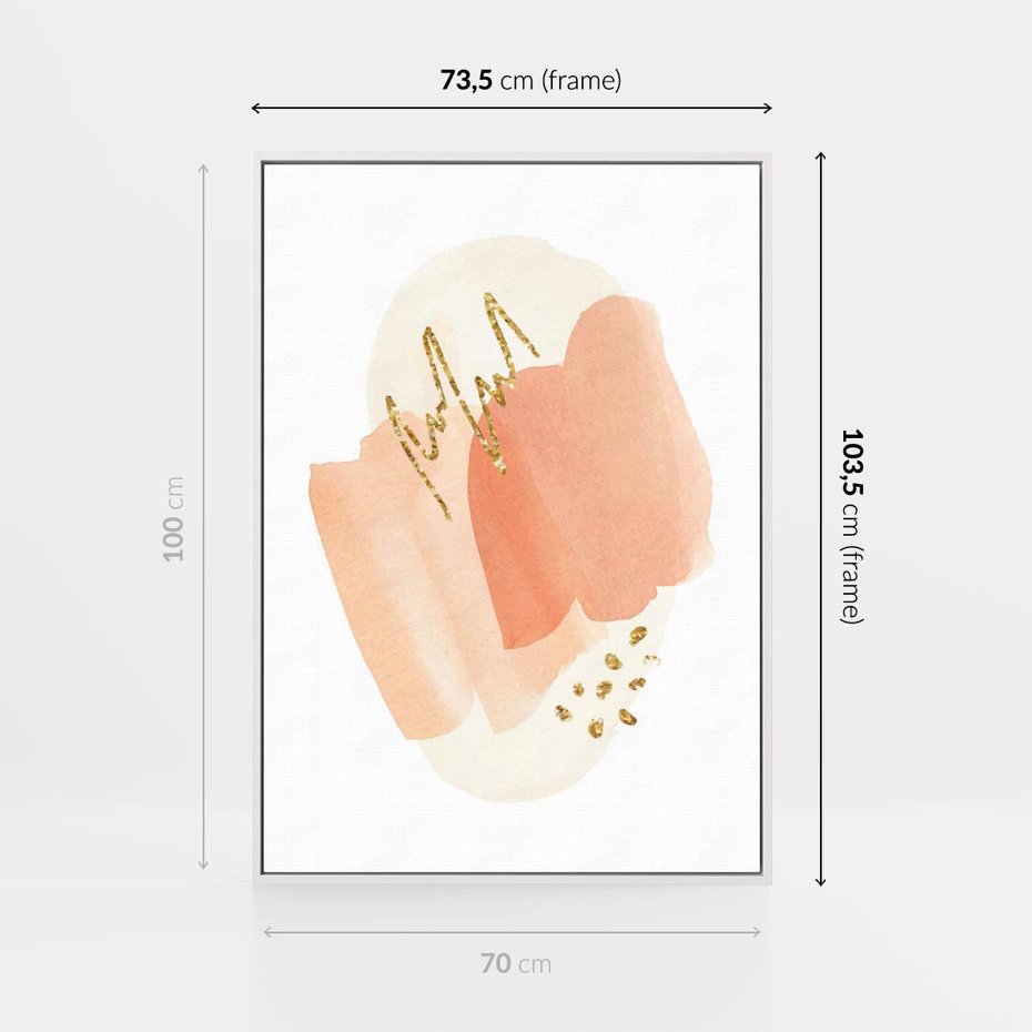 Obraz w ramie 70x100 - Rozbijające Plamy - abstrakcyjne akwarelowe plamy, minimalizm - rama biała