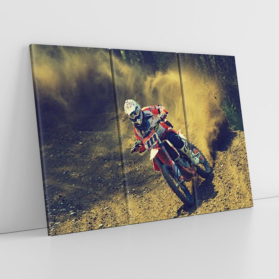 Obraz na płótnie 120x80 - Ekscytujące Skoki na Crossowym Motocyklu - cross, motocykl