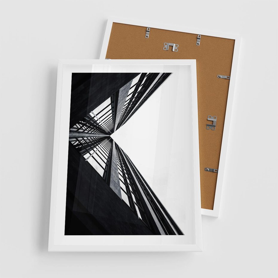 Plakat w ramie 50x70 - Nowoczesność w Linii - architektura, proste linie - rama biała