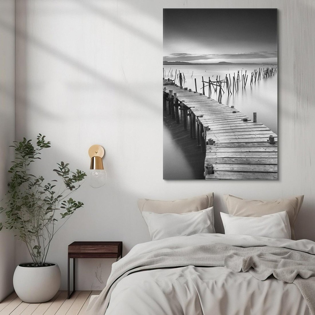 Obraz na płótnie 50x70 - Spokój natury - jezioro, molo