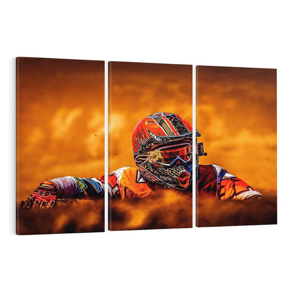 Obraz na płótnie 120x80 - Na Torze Wyścigowym Motocyklowe Zmagania - motocyklista, wyścig