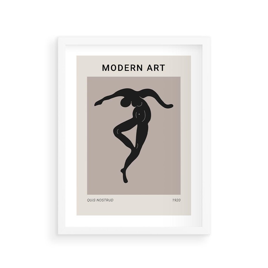 Plakat w ramie 30x40 - Modernistyczna Wizja - plakat modern, czarna postać - rama biała