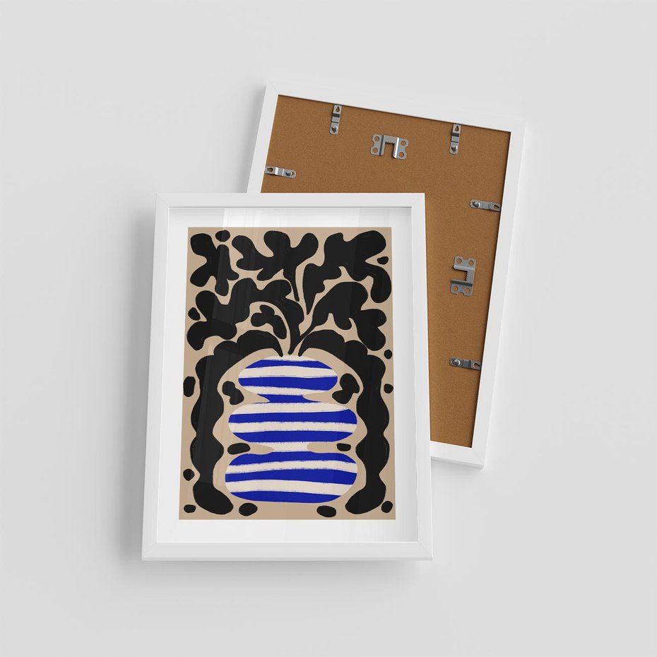 Plakat w ramie 30x40 - Boho Wizje - abstrakcyjny plakat, ciekawe formy - rama biała