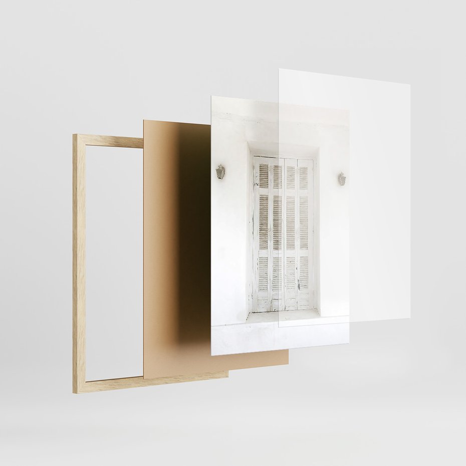 Zestaw obrazy w ramie 30x40 galeria - Turkus, Grecja, schody, okiennice - rama drewno