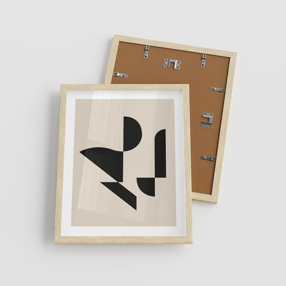 Plakat w ramie 40x50 - Rozkwitająca Abstrakcja - abstrakcyjne geometryczne kształty, minimalizm - rama drewno