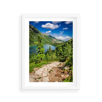 Plakat w ramie 40x50 - Jezioro górskie: harmonia natury - jezioro, góry - rama biała