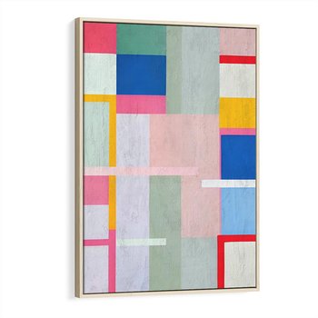 Obraz w ramie 50x70 - Rozbijające Granice Wyobraźni - abstrakcyjne geometryczne kształty, olejny obraz - rama drewno