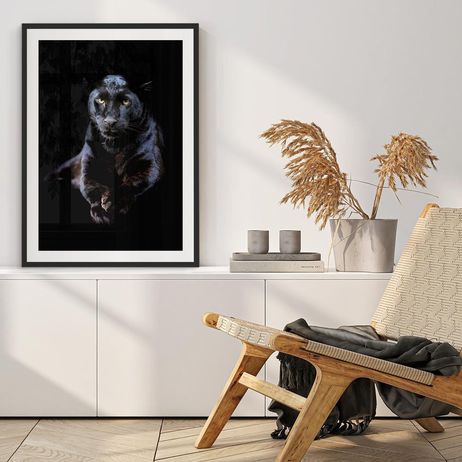 Plakat bez ramy 21x30 - Czarna pantera: majestat i siła - czarna, pantera