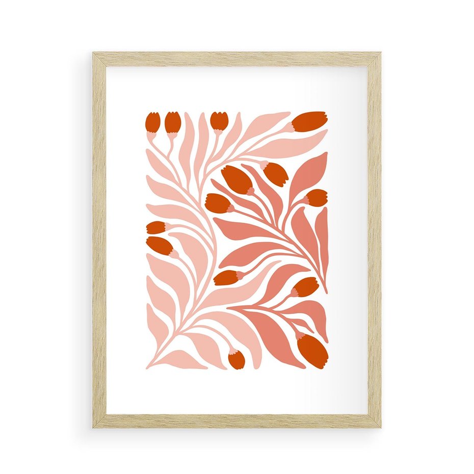 Plakat w ramie 50x70 - Nieskrępowane wyobraźnie kolorów - kwiaty, pastelowe kolory - rama drewno