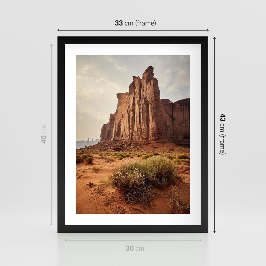 Plakat w ramie 30x40 - Pejzaż pustynnego kanionu - pustynia, kanion - rama czarna