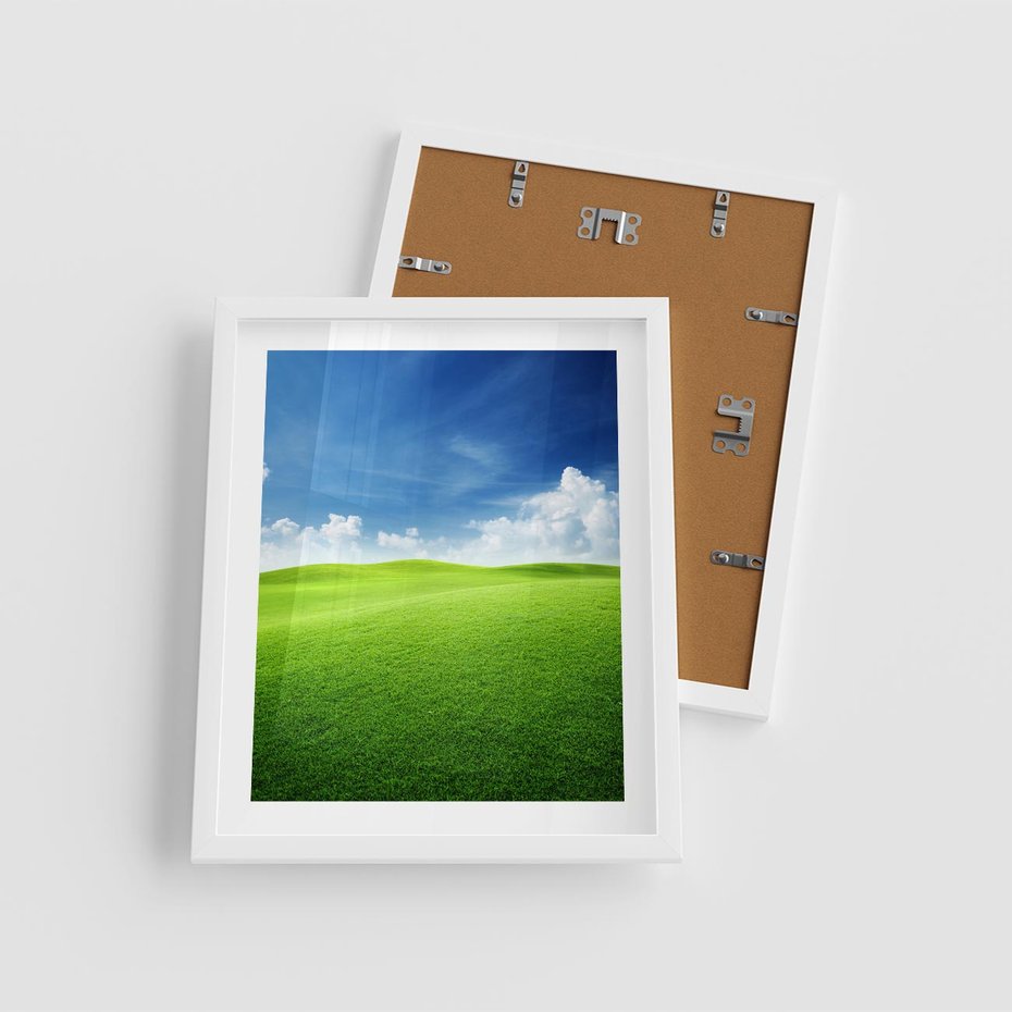 Plakat w ramie 40x50 - Łąka pod Niebem - łąka, niebo - rama biała