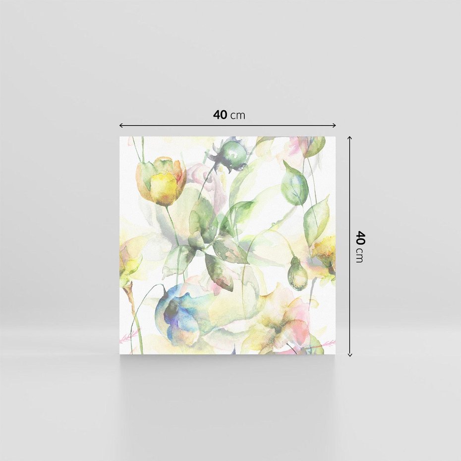 Obraz na płótnie 40x40 - Delikatne Kolory - akwarelowe, kwiaty