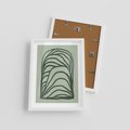 Plakat w ramie 30x40 - Zielonkawy Uścisk Natury - abstrakcyjny zielony motyw, skandynawski design - rama biała