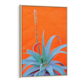 Obraz w ramie 80x120 - Naturalna Harmonia - kaktusy, liście - rama drewno