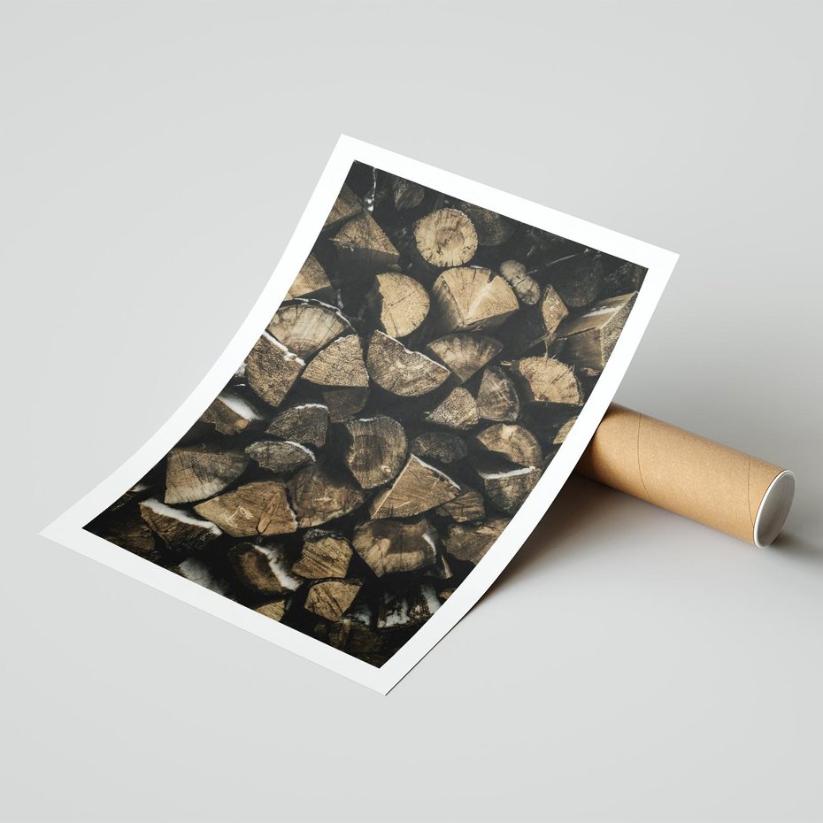 Plakat bez ramy 30x40 - Piękno Prostej Formy - drewno, kłody