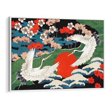 Obraz w ramie 100x70 - Wibracje emocji - sztuka japońska, wyraziste kolory - rama biała