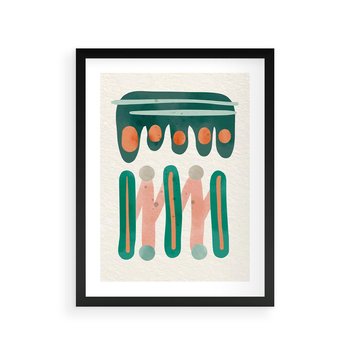 Plakat w ramie 40x50 - Zaklęte Wzory Natury - przypadkowe abstrakcyjne wzory, pomarańczowy i zielony - rama czarna