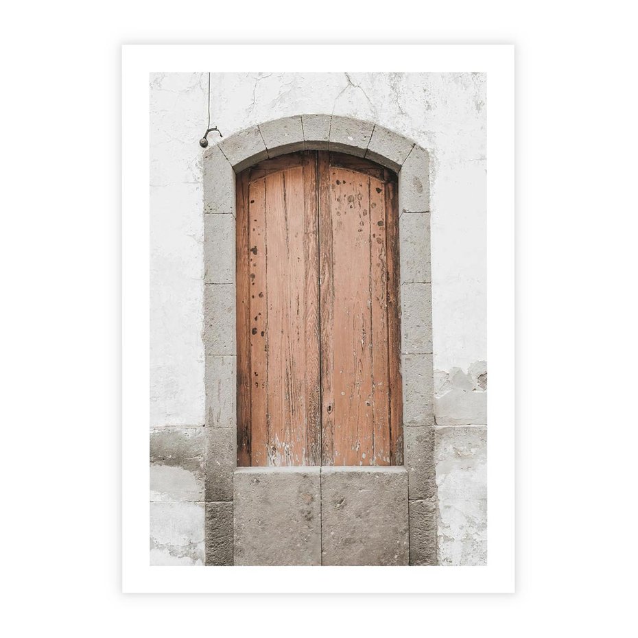 Plakat bez ramy 40x50 - Śródziemnomorskie Drzwi Czasu - fotografia starych drzwi, śródziemnomorska architektura
