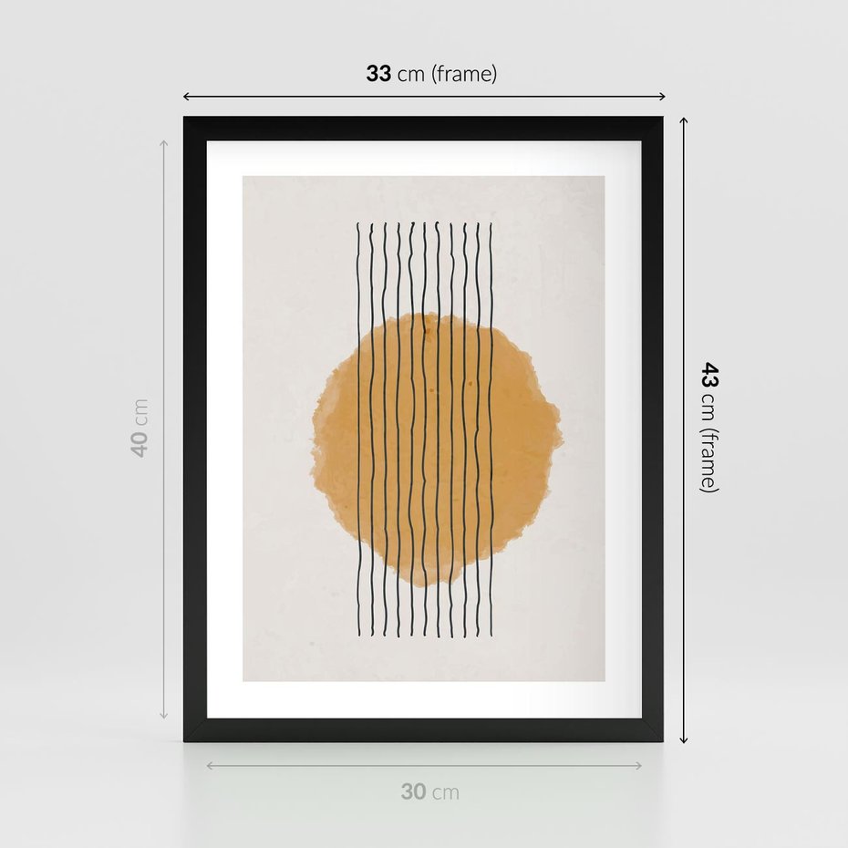 Plakat w ramie 30x40 - Taniec Emocji - abstrakcyjne akwarelowe plamy, nieregularne kreski - rama czarna