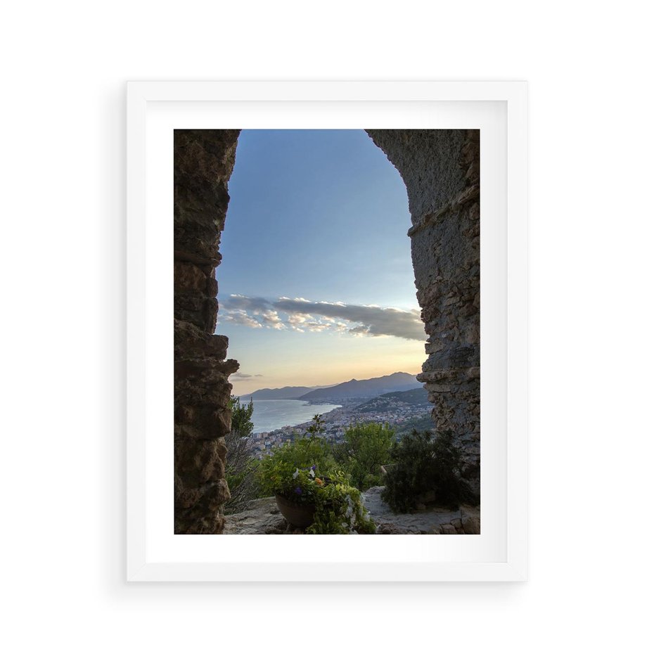 Plakat w ramie 40x50 - Pejzaż w perspektywie - pejzaż, perspektywa - rama biała