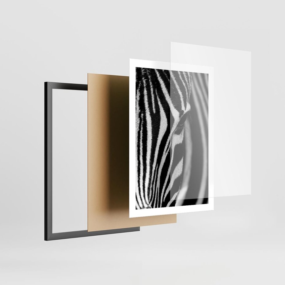 Plakat w ramie 50x70 - Pasy Zebr - zebra, paski - rama czarna