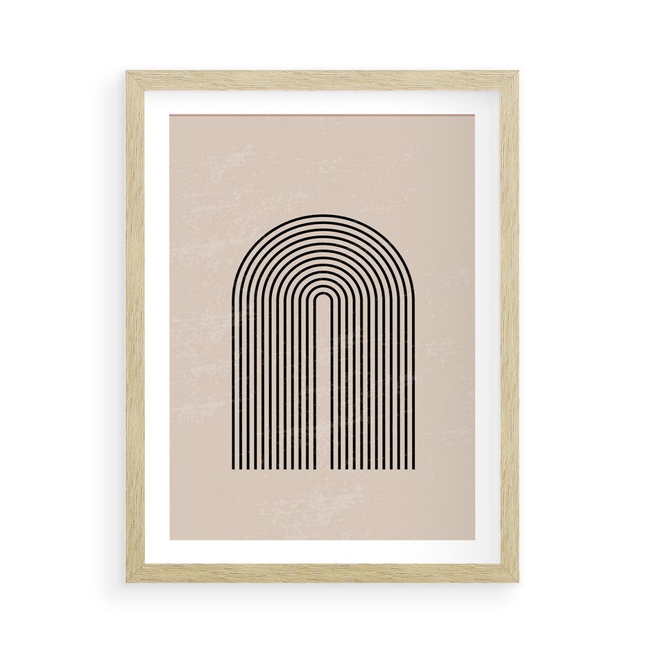 Plakat w ramie 50x70 - Migocące Echa - abstrakcyjne linie, geometria - rama drewno