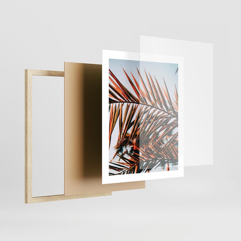 Plakat w ramie 40x50 - Tropikalna Harmonia - palma, liście palmy - rama drewno