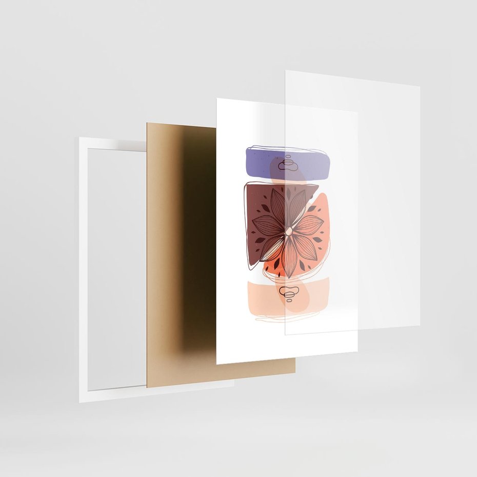 Plakat w ramie 50x70 - Kwiatowa Oaza - abstrakcyjna sztuka, plamy - rama biała