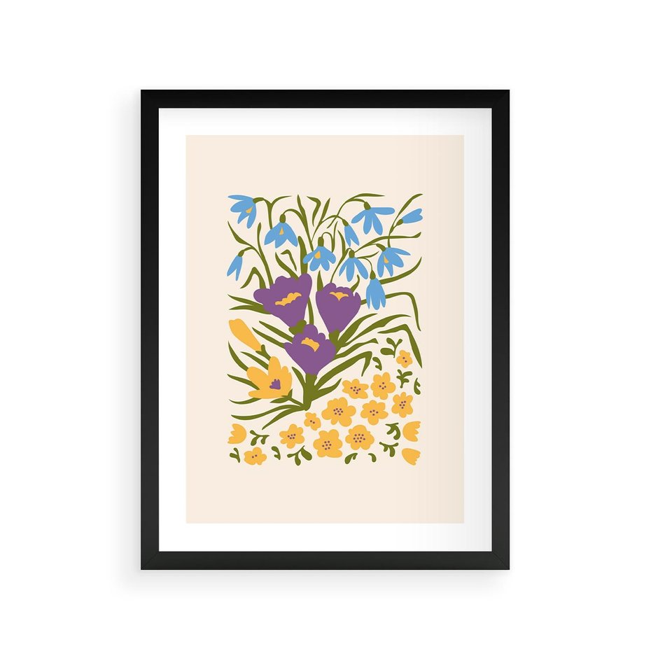 Plakat w ramie 30x40 - Kwiatowe Przenikanie - kwiaty, sztuka nowoczesna - rama czarna