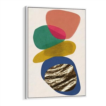 Obraz w ramie 50x70 - Kolorowe Przenikanie Kształtów - abstrakcyjne formy, obraz olejny - rama biała